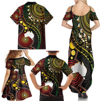 Vanuatu And Australia Aboriginal Family Matching Summer Maxi Dress and Hawaiian Shirt Iguana And Kangaroo Together LT05 - Polynesian Pride