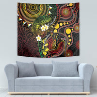 Vanuatu And Australia Aboriginal Tapestry Iguana And Kangaroo Together