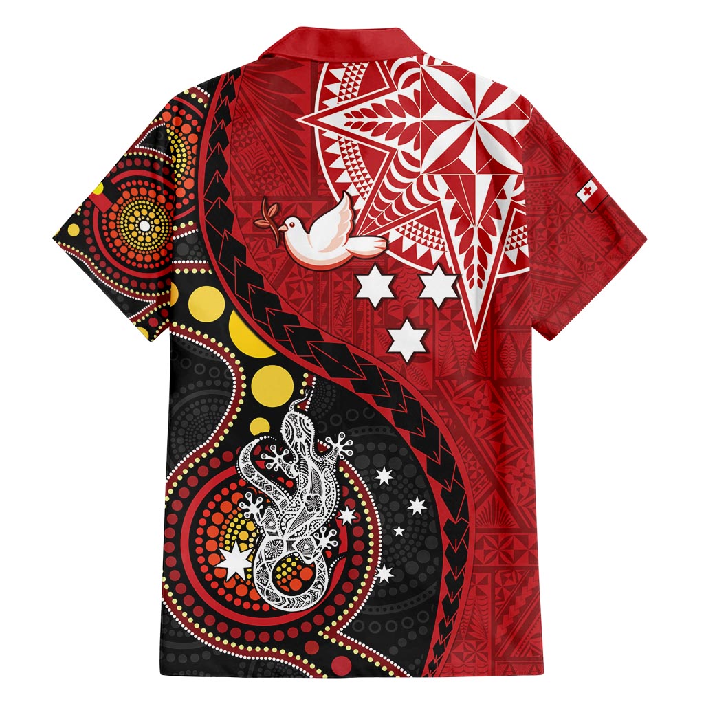 Tonga Ngatu And Australia Aboriginal Family Matching Long Sleeve Bodycon Dress and Hawaiian Shirt Tongan Dove And Kangaroo Together LT05 - Polynesian Pride