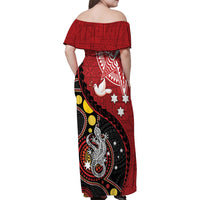 Tonga Ngatu And Australia Aboriginal Family Matching Off Shoulder Maxi Dress and Hawaiian Shirt Tongan Dove And Kangaroo Together LT05 - Polynesian Pride