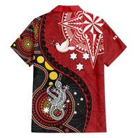 Tonga Ngatu And Australia Aboriginal Family Matching Off Shoulder Short Dress and Hawaiian Shirt Tongan Dove And Kangaroo Together LT05 - Polynesian Pride