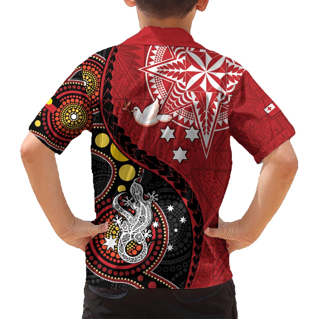 Tonga Ngatu And Australia Aboriginal Family Matching Summer Maxi Dress and Hawaiian Shirt Tongan Dove And Kangaroo Together LT05 - Polynesian Pride