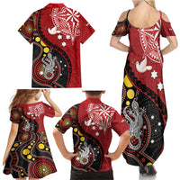 Tonga Ngatu And Australia Aboriginal Family Matching Summer Maxi Dress and Hawaiian Shirt Tongan Dove And Kangaroo Together LT05 - Polynesian Pride
