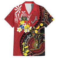 Tonga Ngatu And Australia Aboriginal Family Matching Summer Maxi Dress and Hawaiian Shirt Tongan Dove And Kangaroo Together LT05 Dad's Shirt - Short Sleeve Red - Polynesian Pride