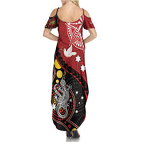 Tonga Ngatu And Australia Aboriginal Family Matching Summer Maxi Dress and Hawaiian Shirt Tongan Dove And Kangaroo Together LT05 - Polynesian Pride