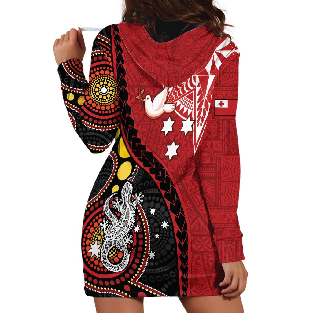 Tonga Ngatu And Australia Aboriginal Hoodie Dress Tongan Dove And Kangaroo Together LT05 - Polynesian Pride