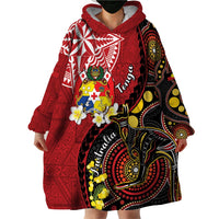 Tonga Ngatu And Australia Aboriginal Wearable Blanket Hoodie Tongan Dove And Kangaroo Together LT05 - Polynesian Pride