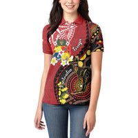 Tonga Ngatu And Australia Aboriginal Women Polo Shirt Tongan Dove And Kangaroo Together LT05 - Polynesian Pride