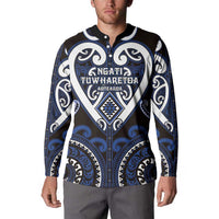 Custom Aotearoa Ngati Tuwharetoa Button Sweatshirt Maori Tribal Pattern