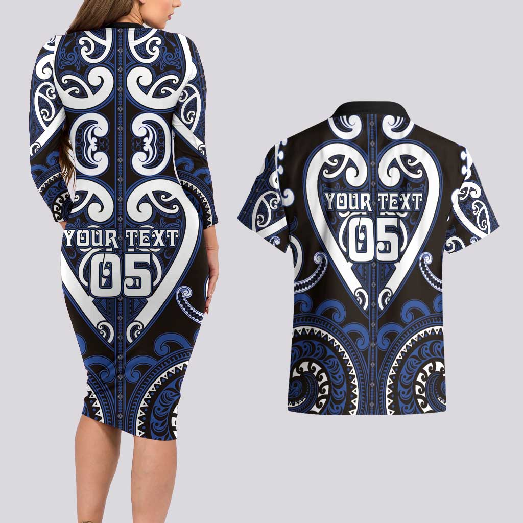 Custom Aotearoa Ngati Tuwharetoa Couples Matching Long Sleeve Bodycon Dress and Hawaiian Shirt Maori Tribal Pattern