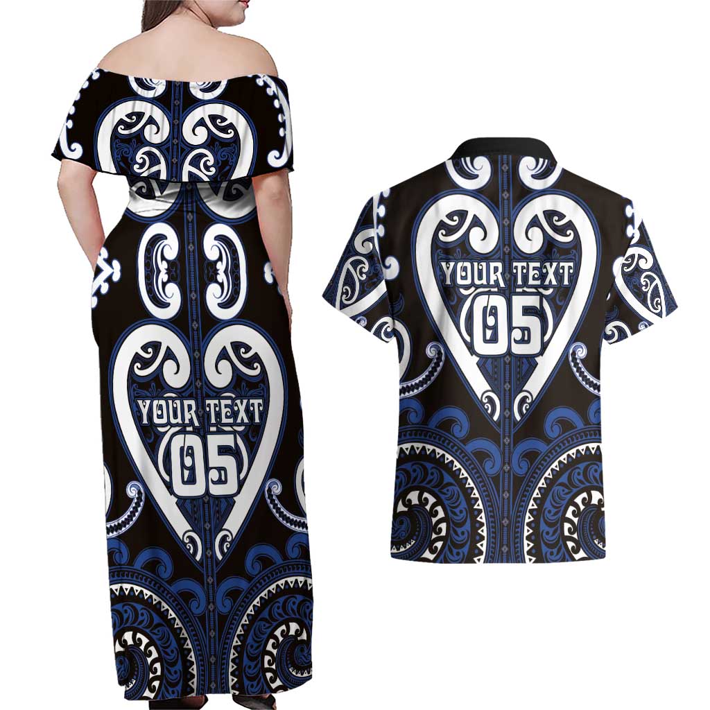 Custom Aotearoa Ngati Tuwharetoa Couples Matching Off Shoulder Maxi Dress and Hawaiian Shirt Maori Tribal Pattern LT05 - Polynesian Pride