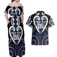 Custom Aotearoa Ngati Tuwharetoa Couples Matching Off Shoulder Maxi Dress and Hawaiian Shirt Maori Tribal Pattern LT05 - Polynesian Pride