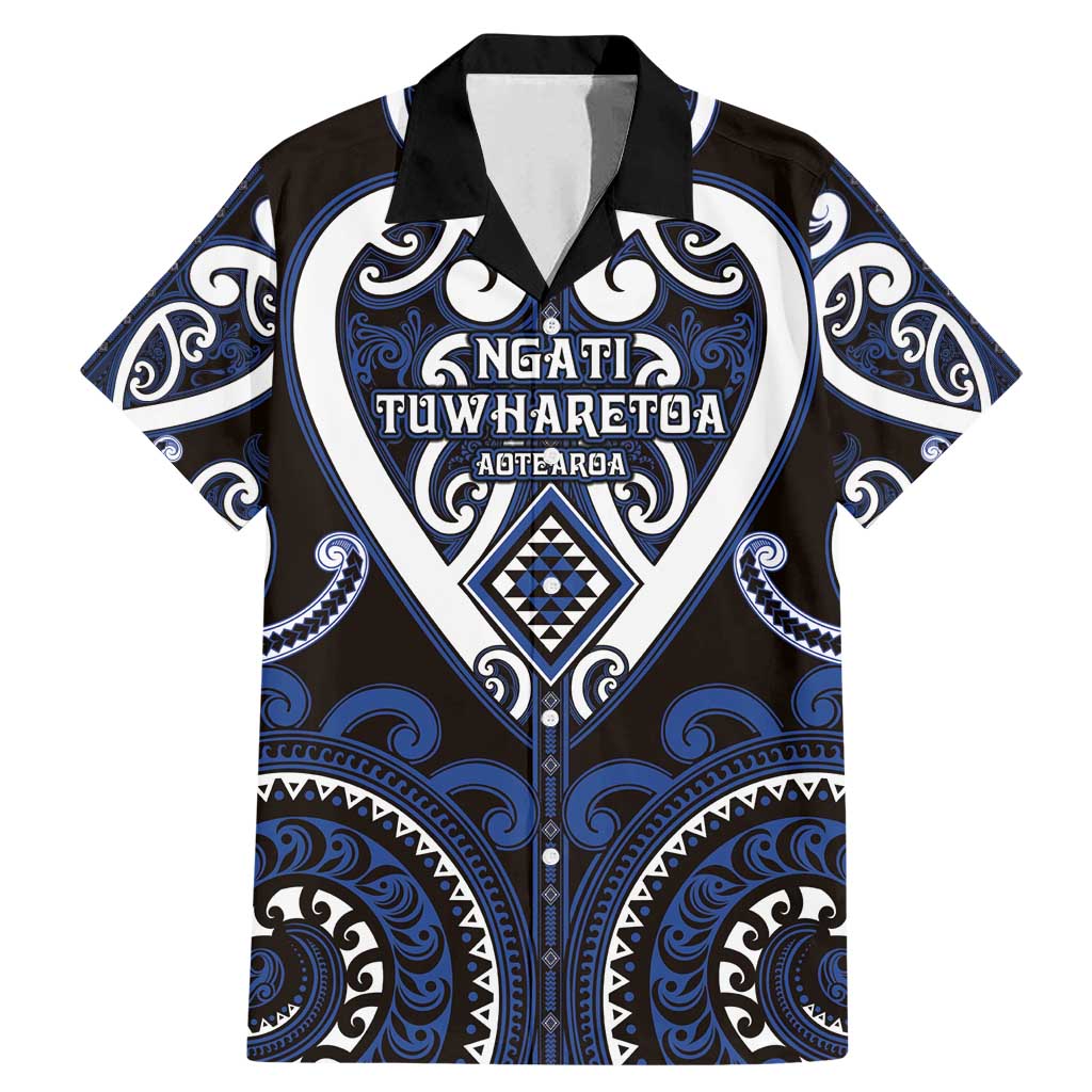 Custom Aotearoa Ngati Tuwharetoa Family Matching Mermaid Dress and Hawaiian Shirt Maori Tribal Pattern LT05 Dad's Shirt - Short Sleeve Navy - Polynesian Pride