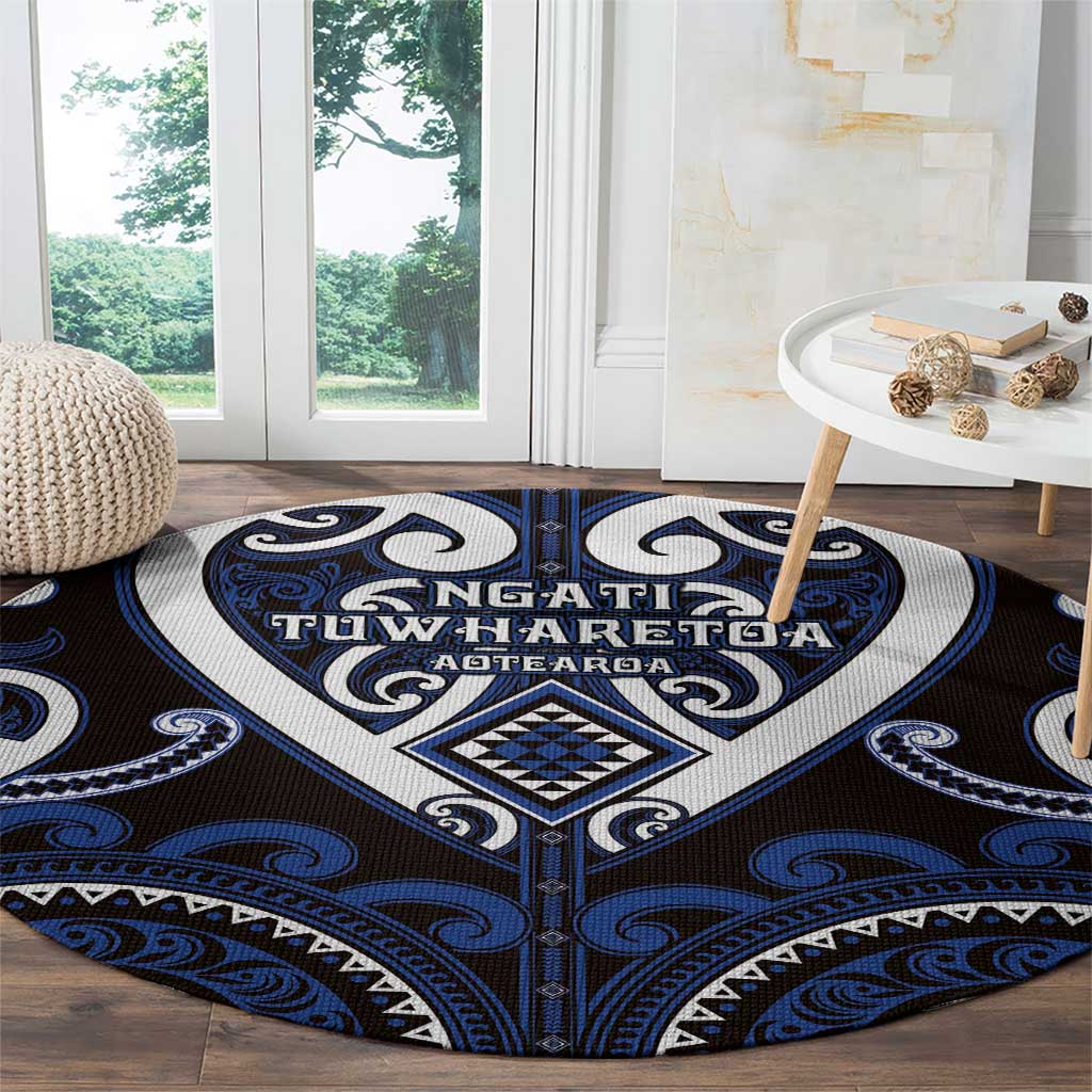 Aotearoa Ngati Tuwharetoa Round Carpet Maori Tribal Pattern