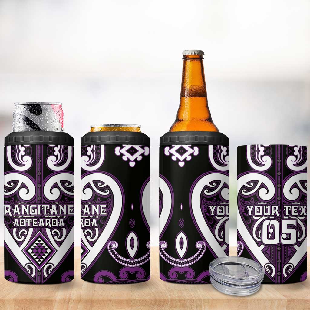 Custom Aotearoa Rangitane 4 in 1 Can Cooler Tumbler Maori Tribal Pattern
