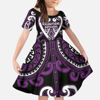 Custom Aotearoa Rangitane Family Matching Mermaid Dress and Hawaiian Shirt Maori Tribal Pattern LT05 Daughter's Dress Purple - Polynesian Pride