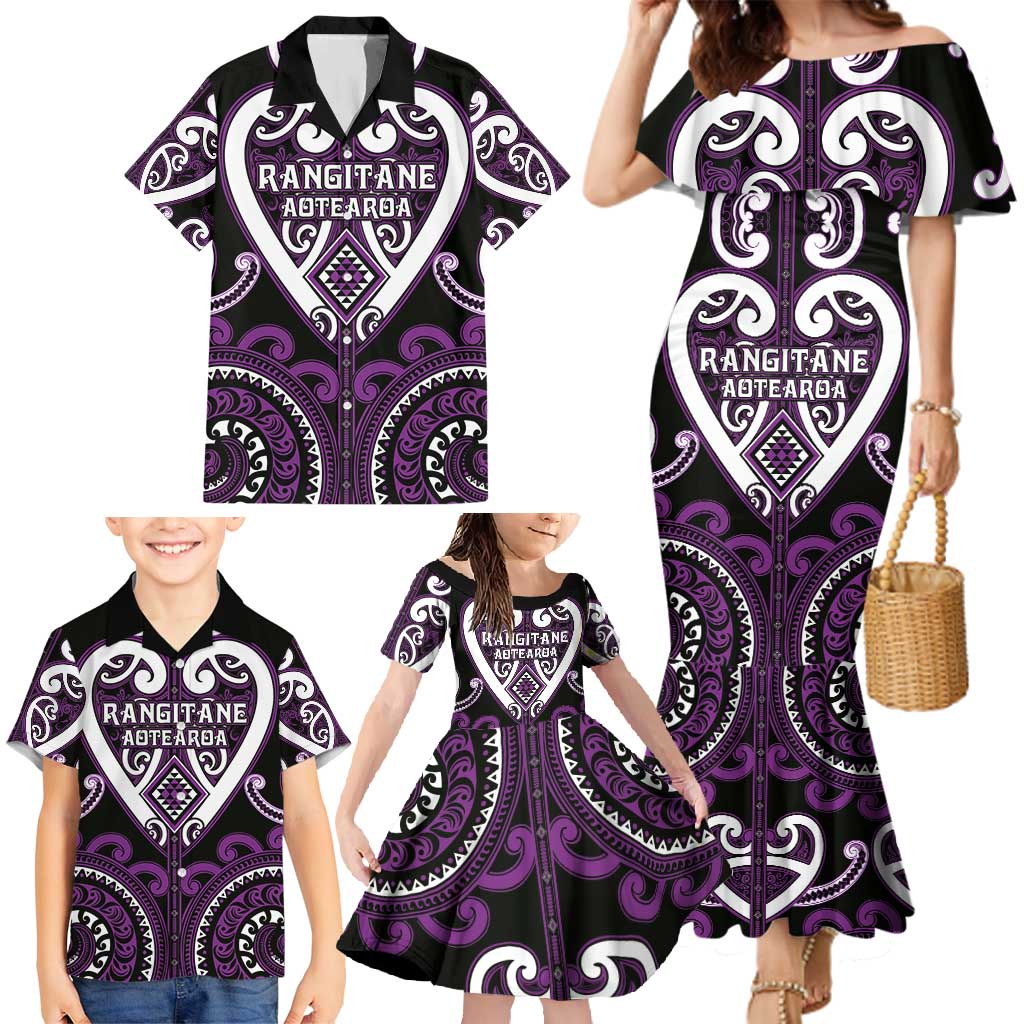 Custom Aotearoa Rangitane Family Matching Mermaid Dress and Hawaiian Shirt Maori Tribal Pattern LT05 - Polynesian Pride