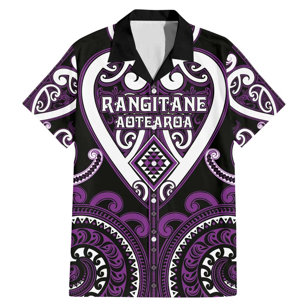 Custom Aotearoa Rangitane Family Matching Mermaid Dress and Hawaiian Shirt Maori Tribal Pattern LT05 Dad's Shirt - Short Sleeve Purple - Polynesian Pride