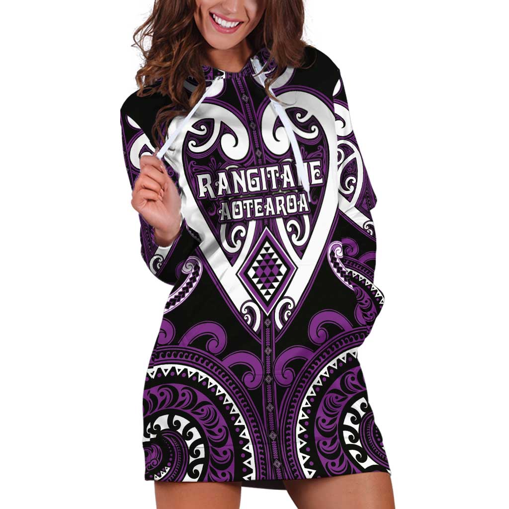 Custom Aotearoa Rangitane Hoodie Dress Maori Tribal Pattern