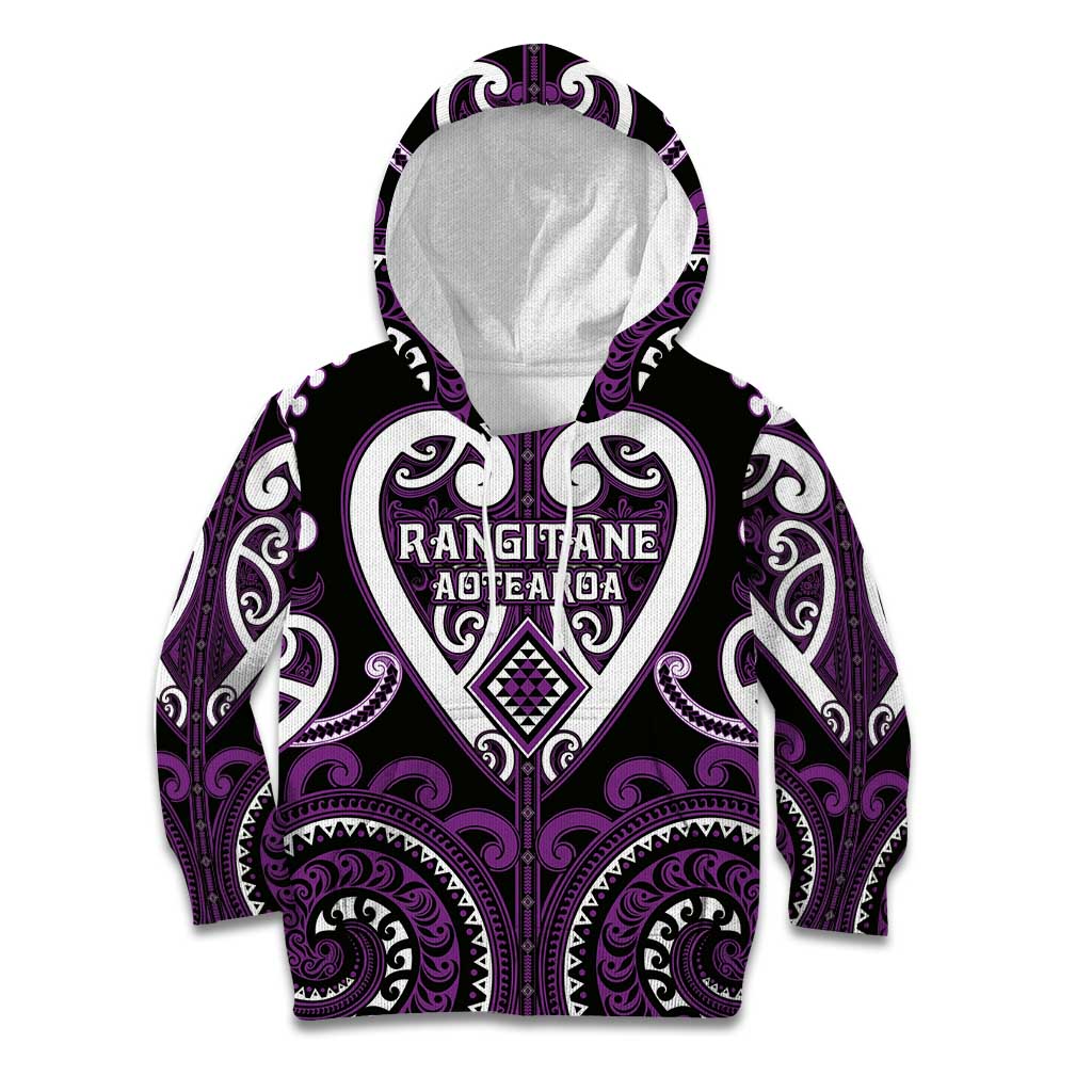 Custom Aotearoa Rangitane Kid Hoodie Maori Tribal Pattern