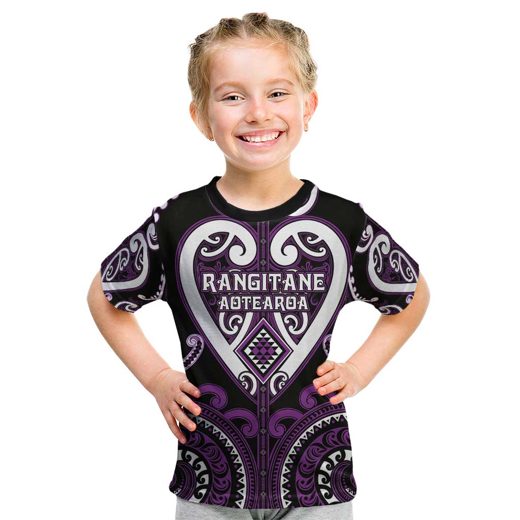 Custom Aotearoa Rangitane Kid T Shirt Maori Tribal Pattern