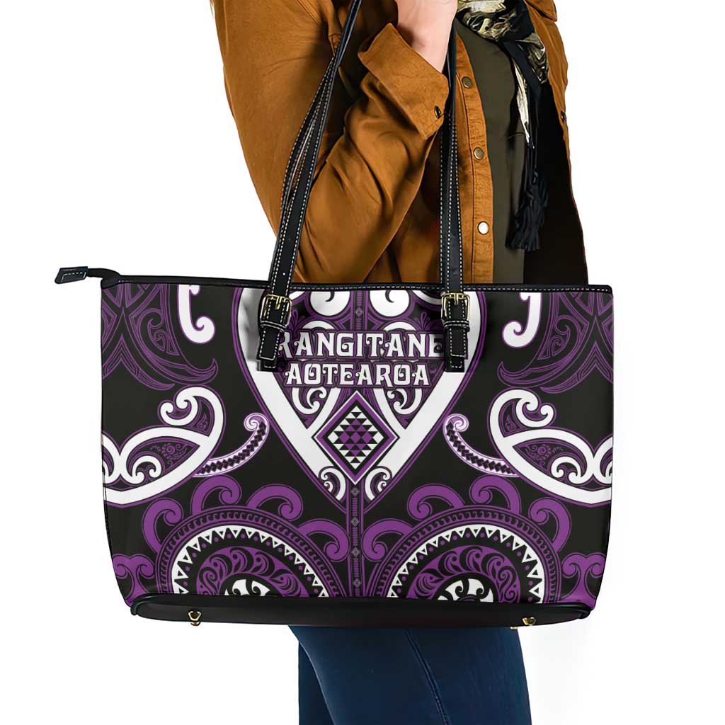 Aotearoa Rangitane Leather Tote Bag Maori Tribal Pattern LT05 - Polynesian Pride
