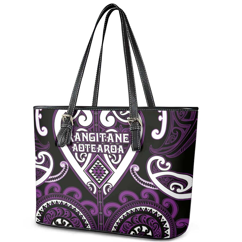 Aotearoa Rangitane Leather Tote Bag Maori Tribal Pattern LT05 - Polynesian Pride