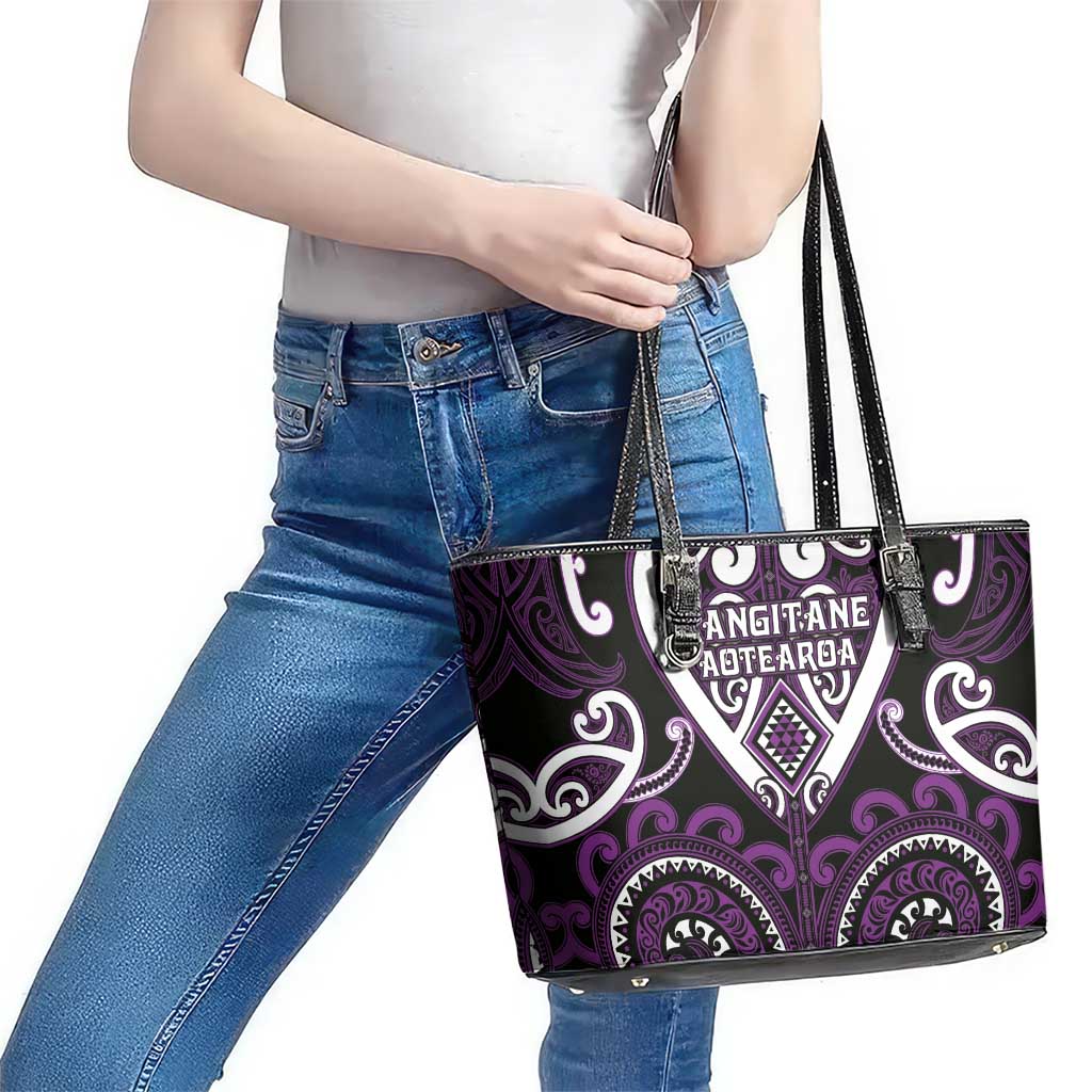 Aotearoa Rangitane Leather Tote Bag Maori Tribal Pattern LT05 - Polynesian Pride