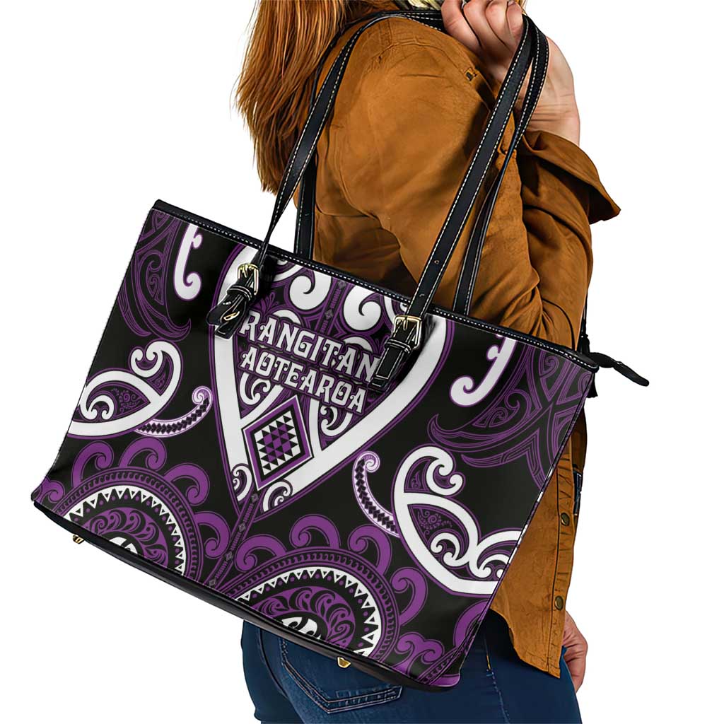 Aotearoa Rangitane Leather Tote Bag Maori Tribal Pattern LT05 - Polynesian Pride