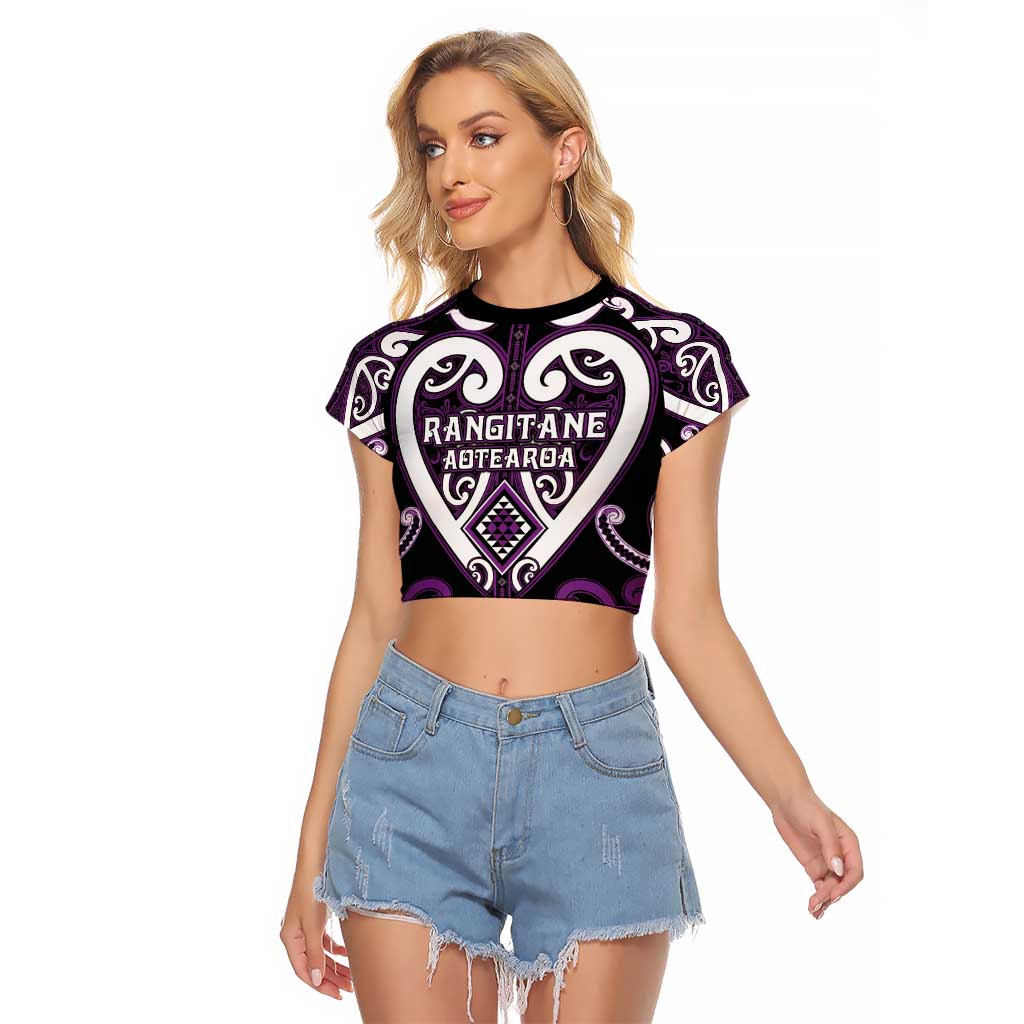 Custom Aotearoa Rangitane Raglan Cropped T Shirt Maori Tribal Pattern