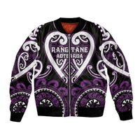 Custom Aotearoa Rangitane Sleeve Zip Bomber Jacket Maori Tribal Pattern