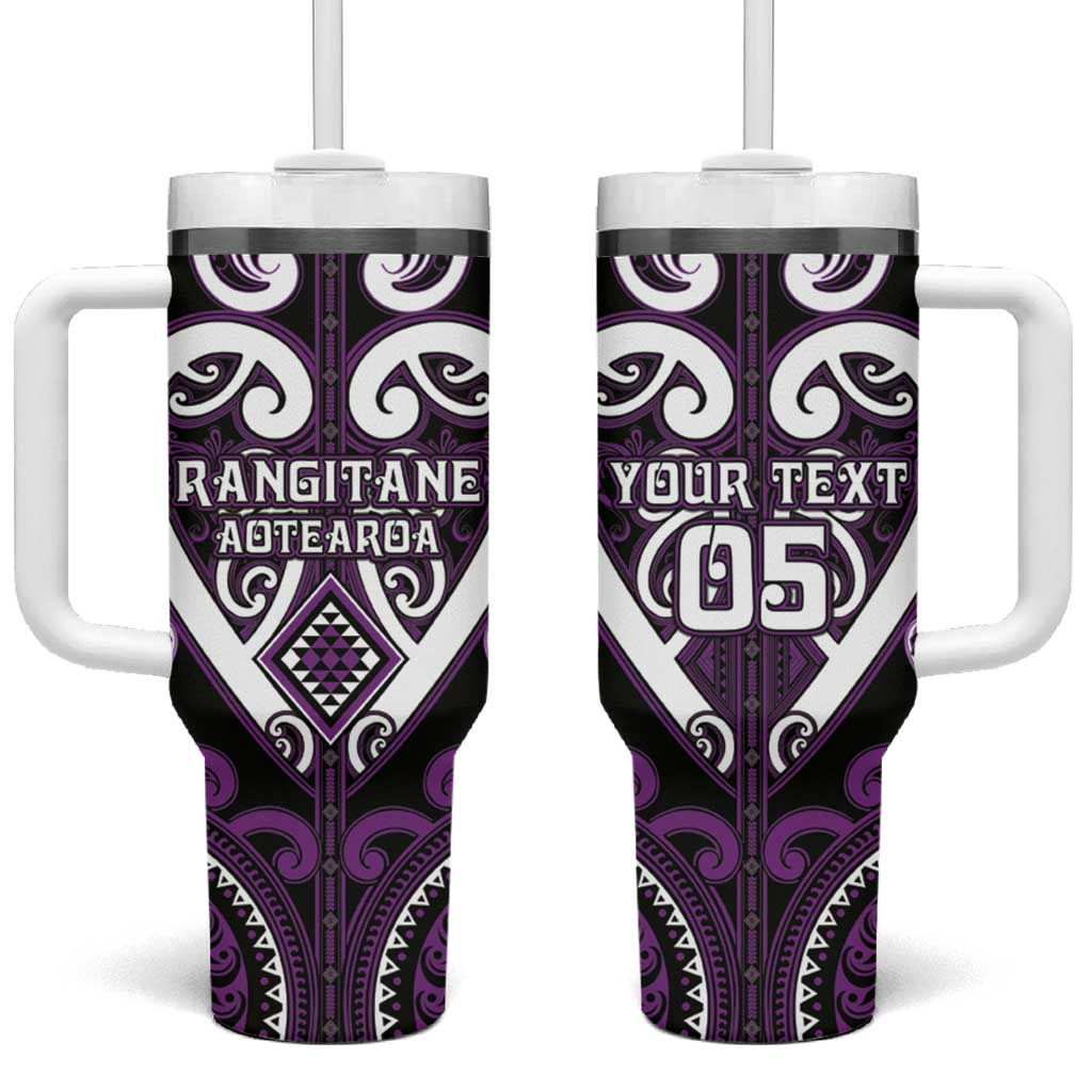 Custom Aotearoa Rangitane Tumbler With Handle Maori Tribal Pattern