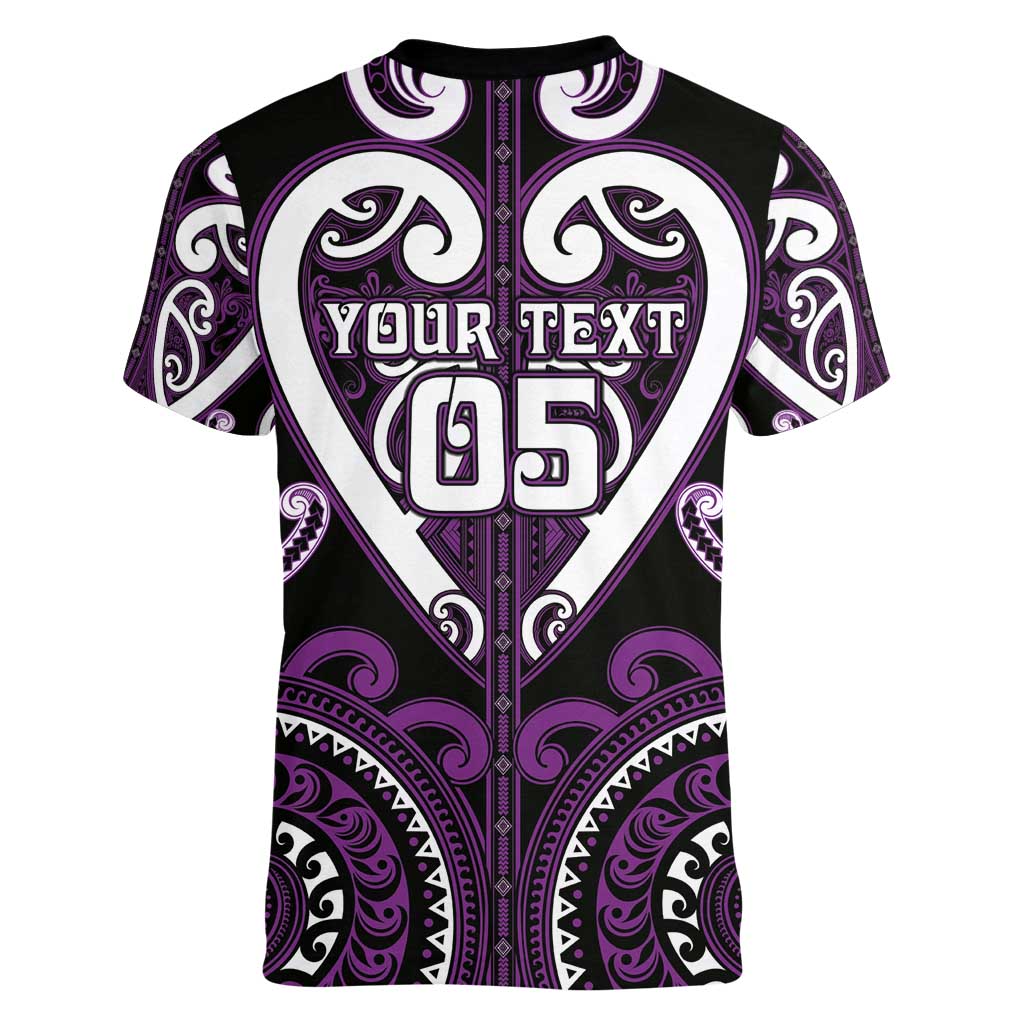 Custom Aotearoa Rangitane Women V-Neck T-Shirt Maori Tribal Pattern