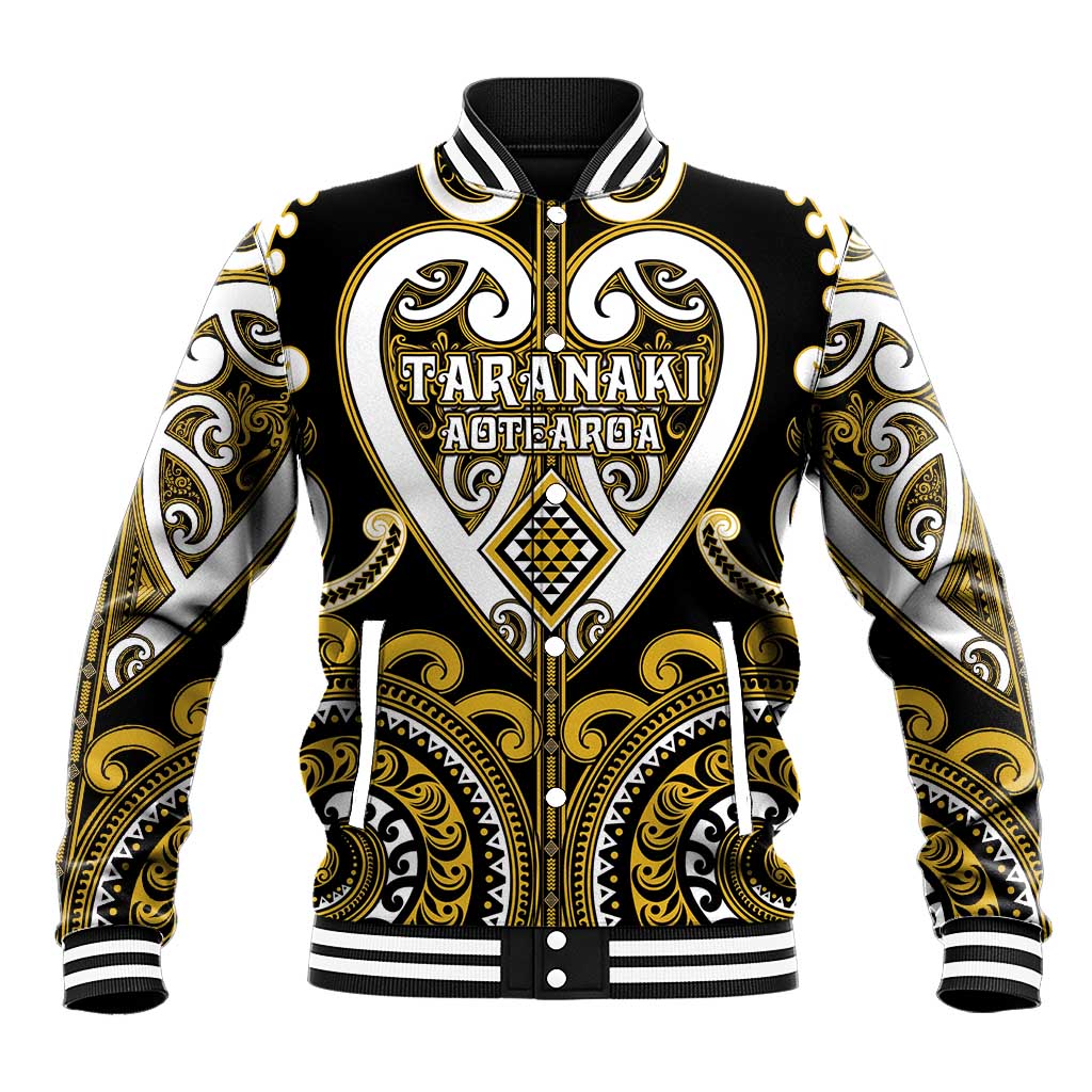 Custom Aotearoa Taranaki Baseball Jacket Maori Tribal Pattern