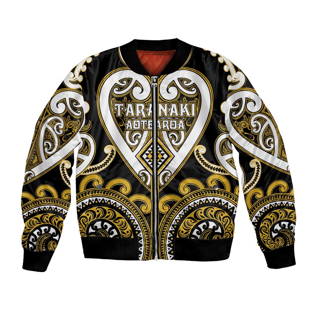 Custom Aotearoa Taranaki Bomber Jacket Maori Tribal Pattern