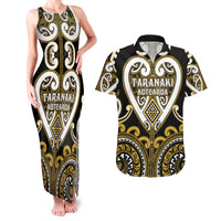 Custom Aotearoa Taranaki Couples Matching Tank Maxi Dress and Hawaiian Shirt Maori Tribal Pattern