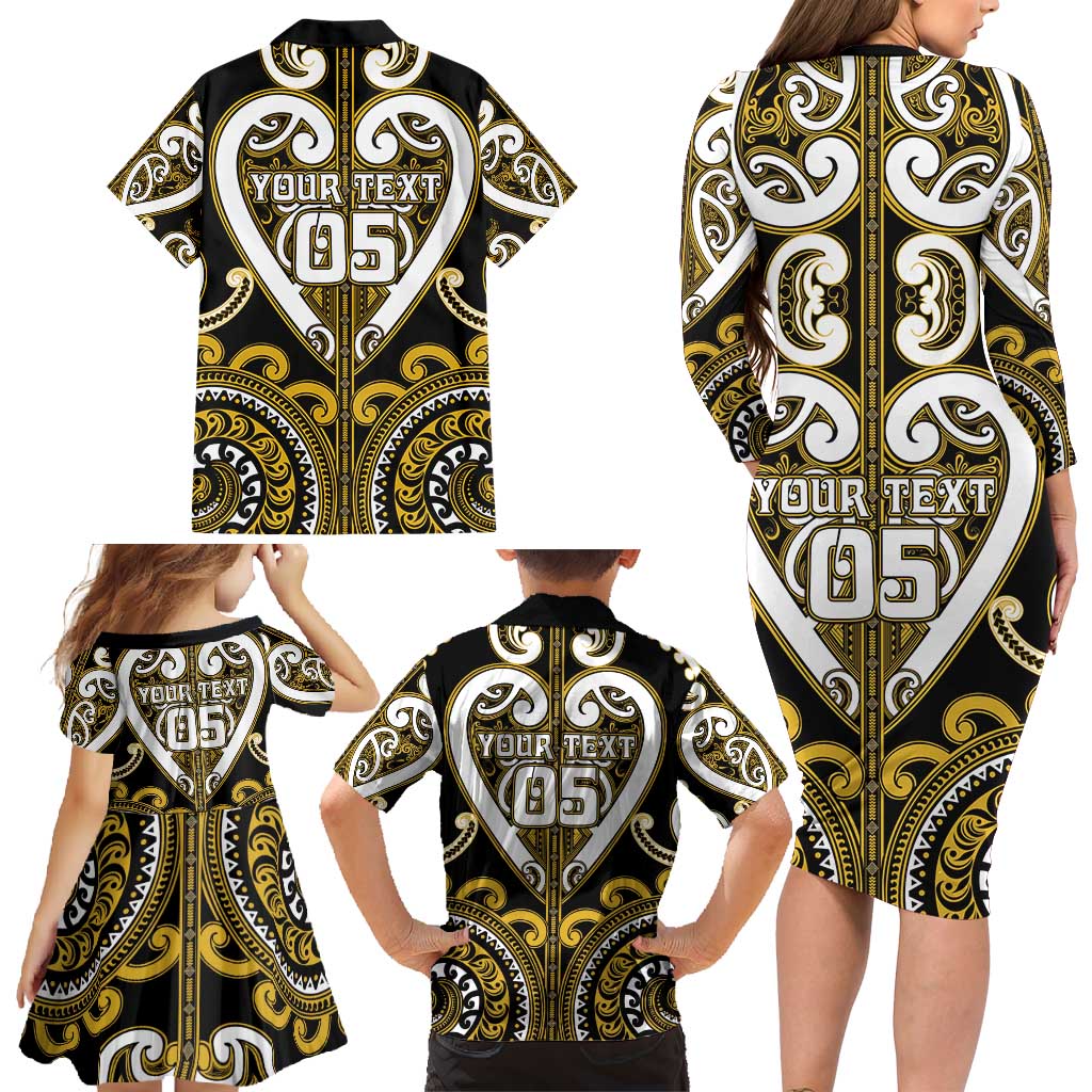 Custom Aotearoa Taranaki Family Matching Long Sleeve Bodycon Dress and Hawaiian Shirt Maori Tribal Pattern