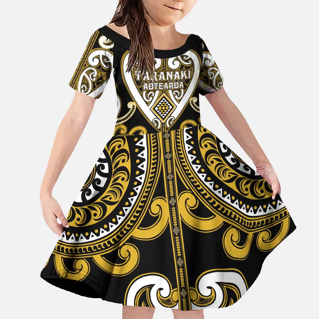 Custom Aotearoa Taranaki Family Matching Mermaid Dress and Hawaiian Shirt Maori Tribal Pattern LT05 Daughter's Dress Yellow - Polynesian Pride