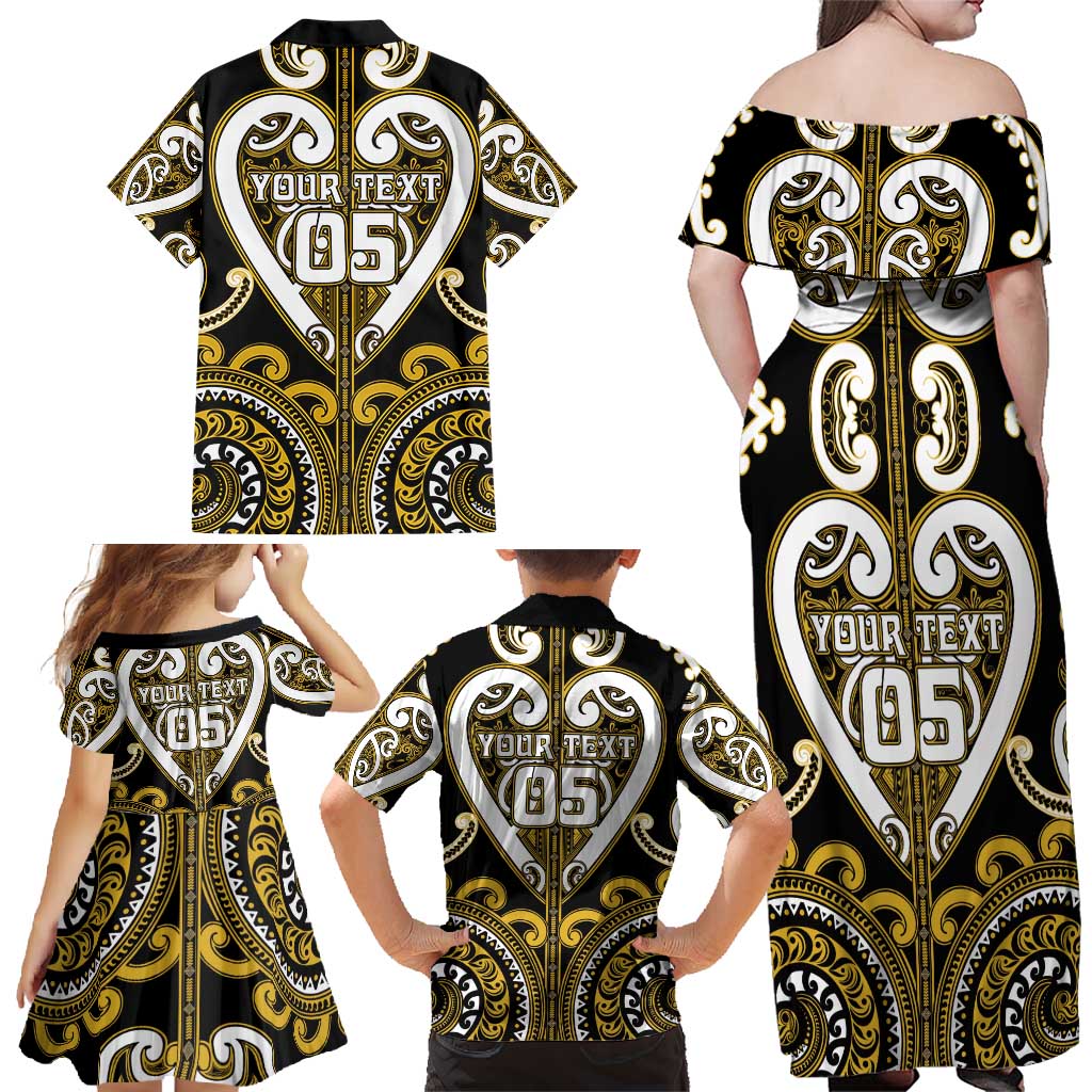 Custom Aotearoa Taranaki Family Matching Off Shoulder Maxi Dress and Hawaiian Shirt Maori Tribal Pattern LT05 - Polynesian Pride