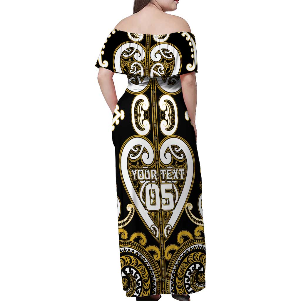 Custom Aotearoa Taranaki Family Matching Off Shoulder Maxi Dress and Hawaiian Shirt Maori Tribal Pattern LT05 - Polynesian Pride