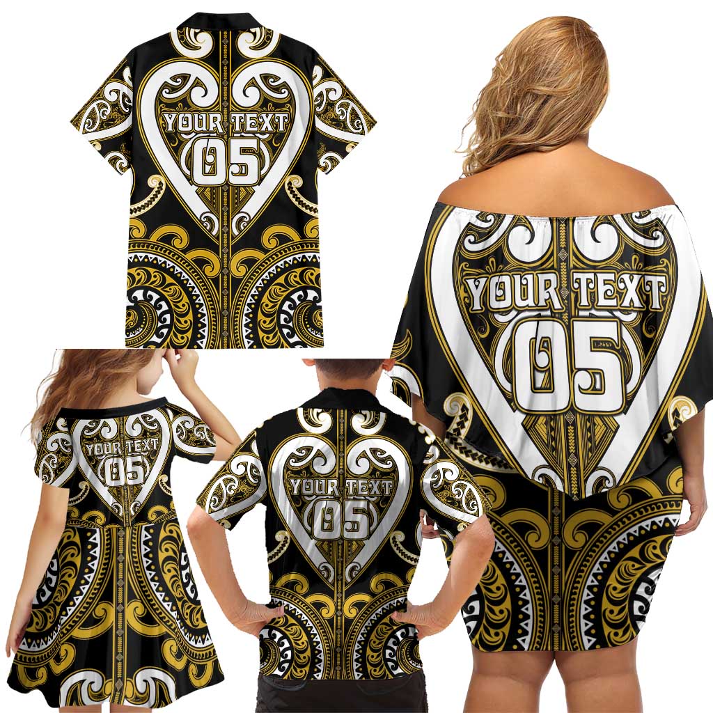 Custom Aotearoa Taranaki Family Matching Off Shoulder Short Dress and Hawaiian Shirt Maori Tribal Pattern LT05 - Polynesian Pride