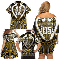 Custom Aotearoa Taranaki Family Matching Off Shoulder Short Dress and Hawaiian Shirt Maori Tribal Pattern LT05 - Polynesian Pride
