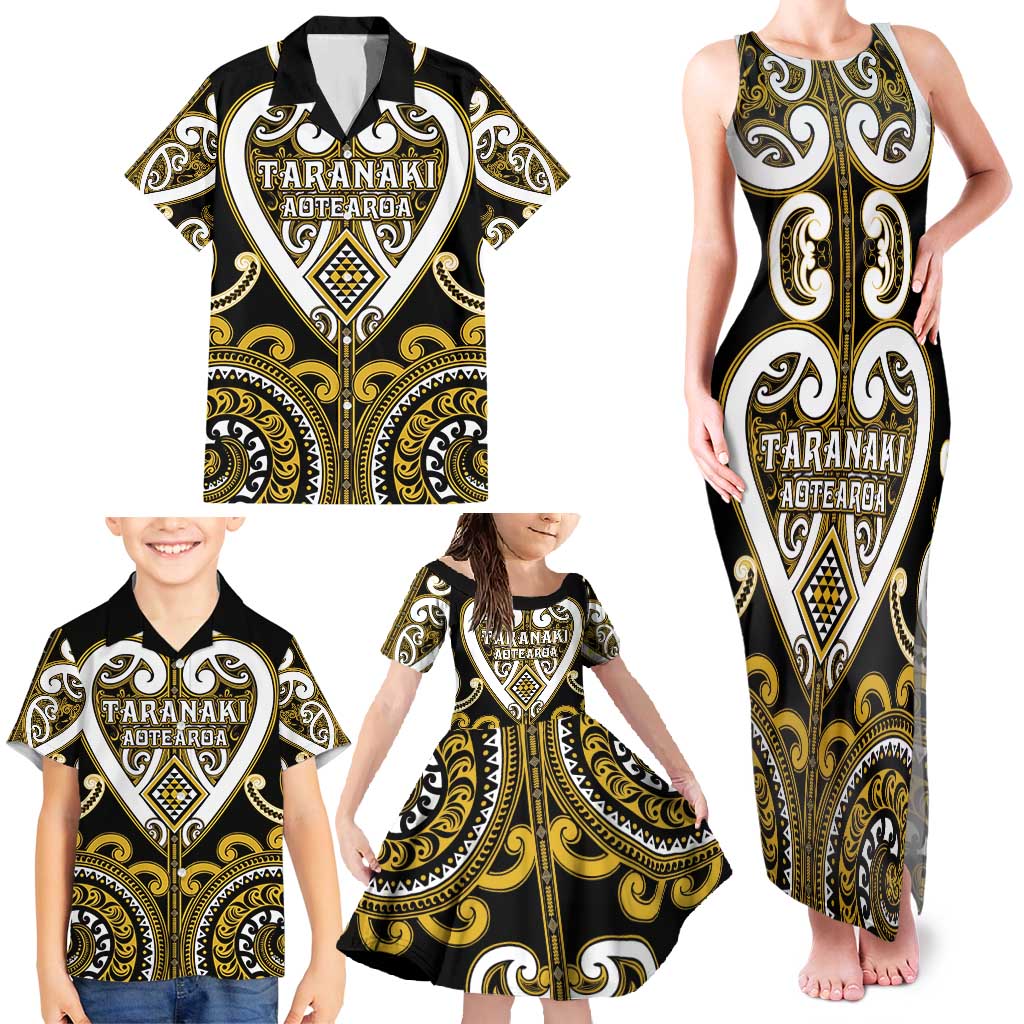 Custom Aotearoa Taranaki Family Matching Tank Maxi Dress and Hawaiian Shirt Maori Tribal Pattern