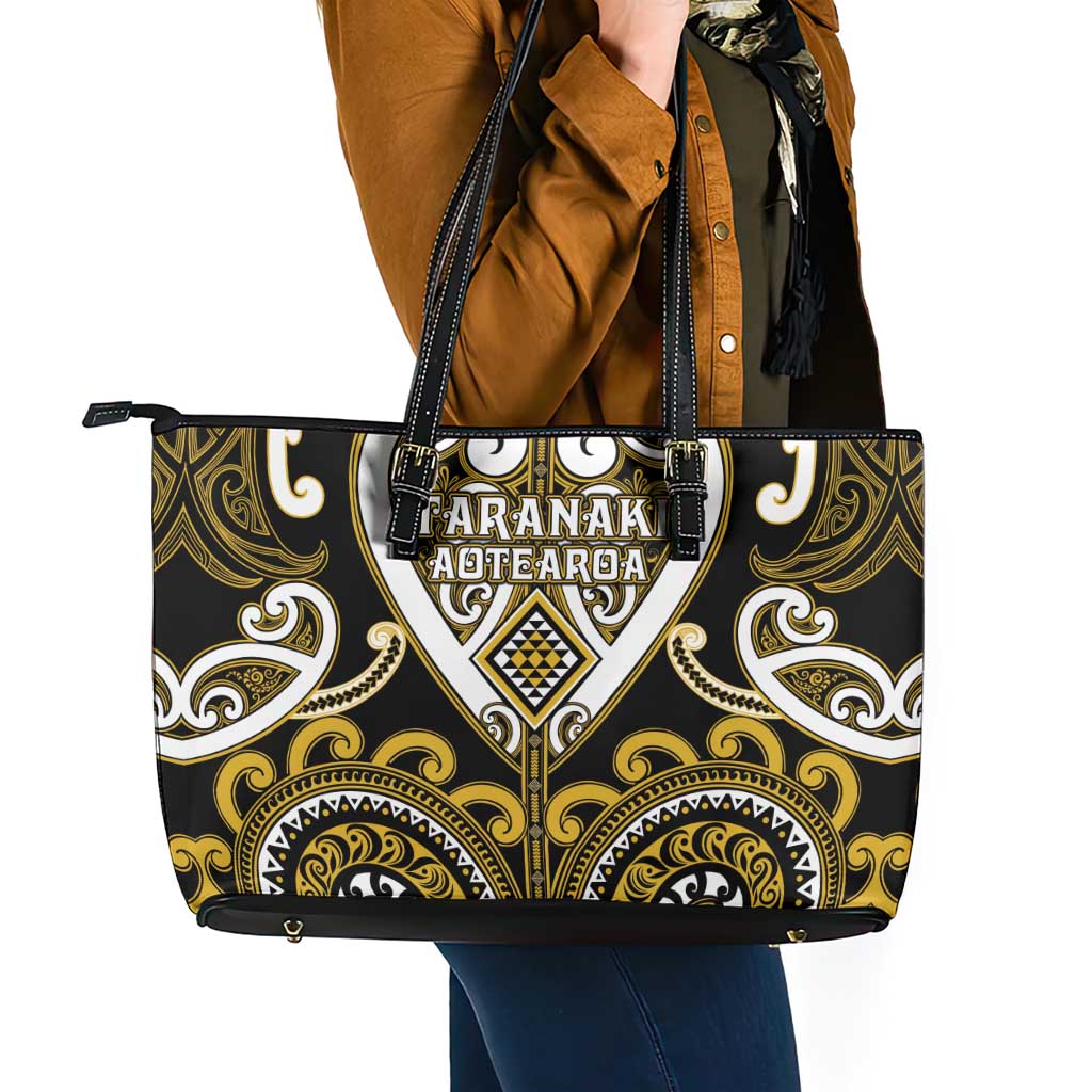 Aotearoa Taranaki Leather Tote Bag Maori Tribal Pattern LT05 - Polynesian Pride