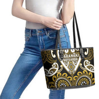 Aotearoa Taranaki Leather Tote Bag Maori Tribal Pattern LT05 - Polynesian Pride