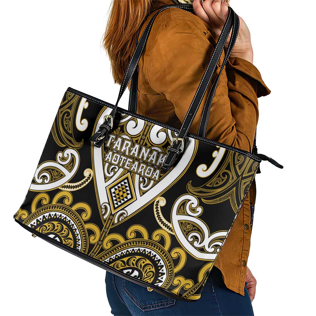 Aotearoa Taranaki Leather Tote Bag Maori Tribal Pattern LT05 - Polynesian Pride