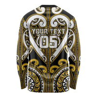Custom Aotearoa Taranaki Long Sleeve Shirt Maori Tribal Pattern