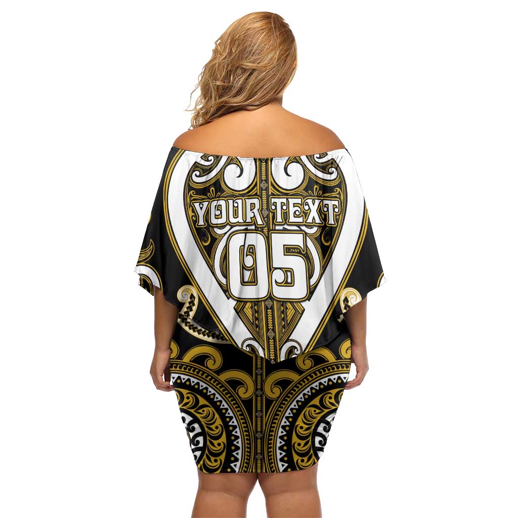 Custom Aotearoa Taranaki Off Shoulder Short Dress Maori Tribal Pattern LT05 - Polynesian Pride