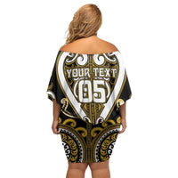 Custom Aotearoa Taranaki Off Shoulder Short Dress Maori Tribal Pattern LT05 - Polynesian Pride