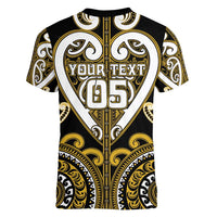 Custom Aotearoa Taranaki Women V-Neck T-Shirt Maori Tribal Pattern